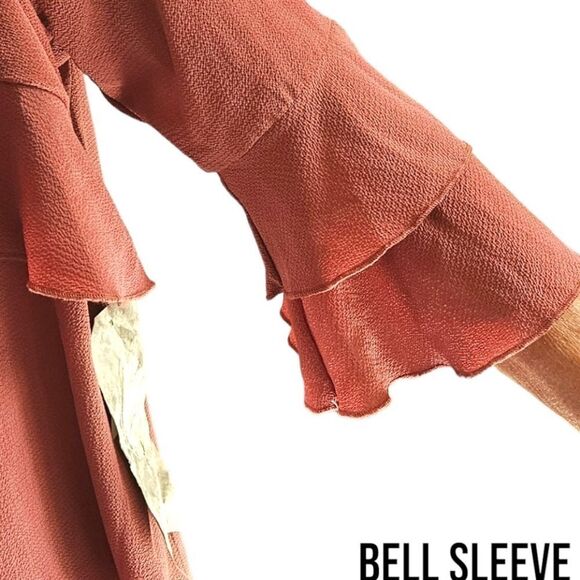 NWT CRAVE FAME Women's Rosewood Mauve Ruffle Cold Shoulder Top Size Medium - Picture 5 of 16